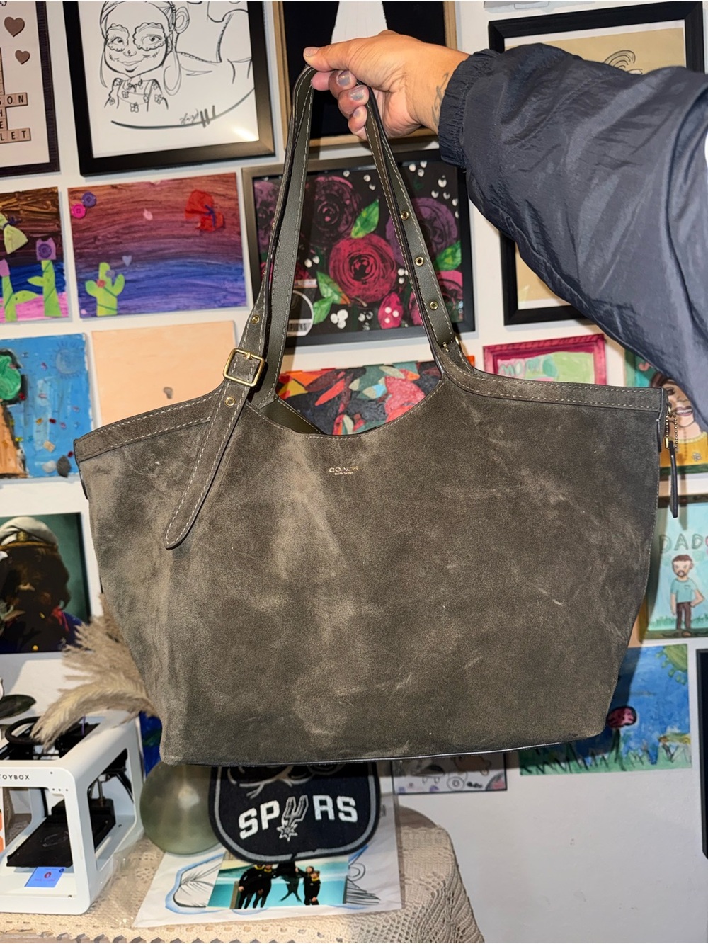 Coach Gramercy tote in suede green - Picture 2 of 5